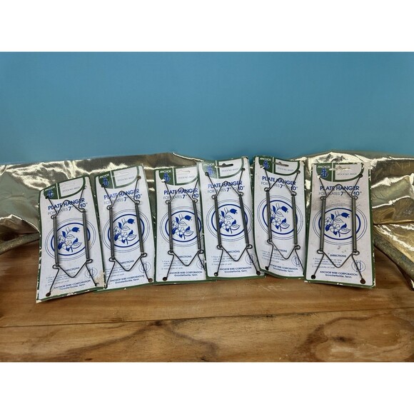 PLATE HANGERS Lot of 6 Adjustable 7” -10" Collector Plate Displays New Old Stock - Picture 1 of 5